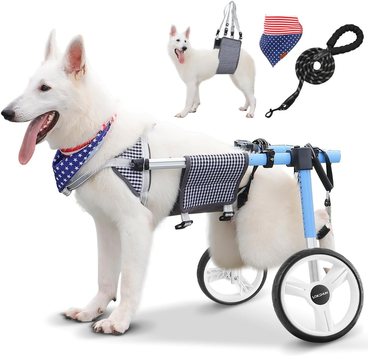 Large Dog Wheelchair for Back Legs with Multi-Function Pet Lift, Wheelchair for Dogs Thickened, Adjustable Back Leg Dogs Wheel Chair, Dog Carts with Wheels for Disabled Hind Legs (Grid-XXL)
