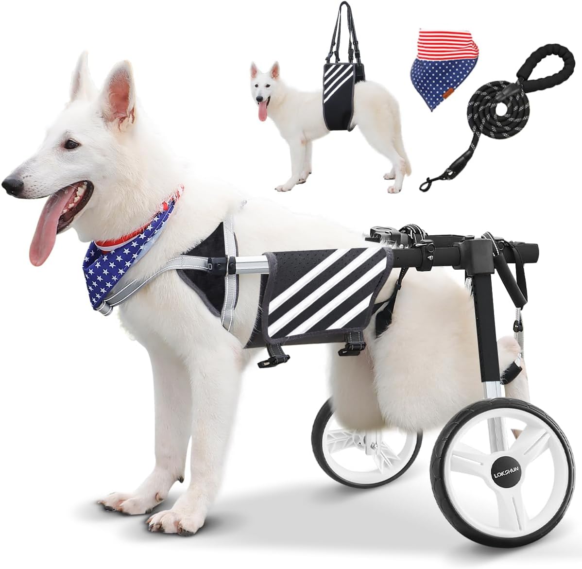 Large Dog Wheelchair for Back Legs with Multi-Function Pet Lift, Wheelchair for Dogs Thickened, Adjustable Back Leg Dog Wheel Chair, Dog Carts with Wheels for Disabled Hind Legs (Black-XL)