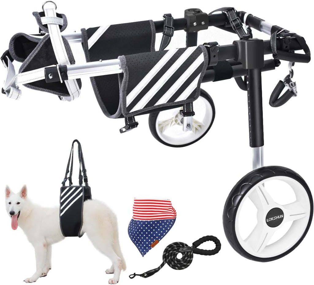 Large Dog Wheelchair for Back Legs with Multi-Function Pet Lift, Wheelchair for Dogs Thickened, Adjustable Back Leg Dog Wheel Chair, Dog Carts with Wheels for Disabled Hind Legs (Black-XL)